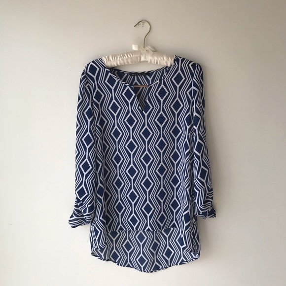 Zac & Rachel navy and white chiffon tunic top - Picture 2 of 8